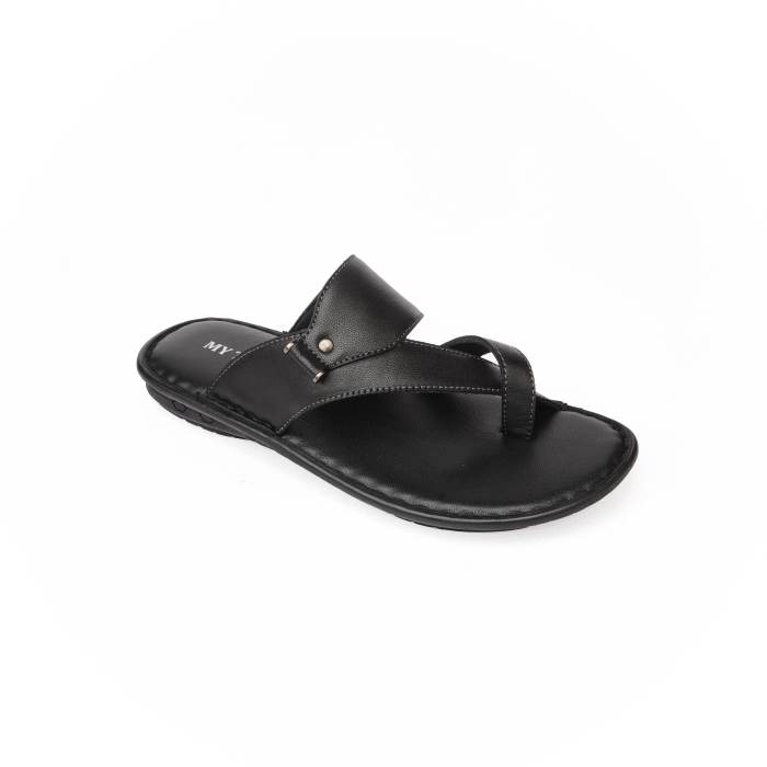 My Trendz Brand Mens Casual Soft Slipons Leather Chappal / Sandal 639 (Black)