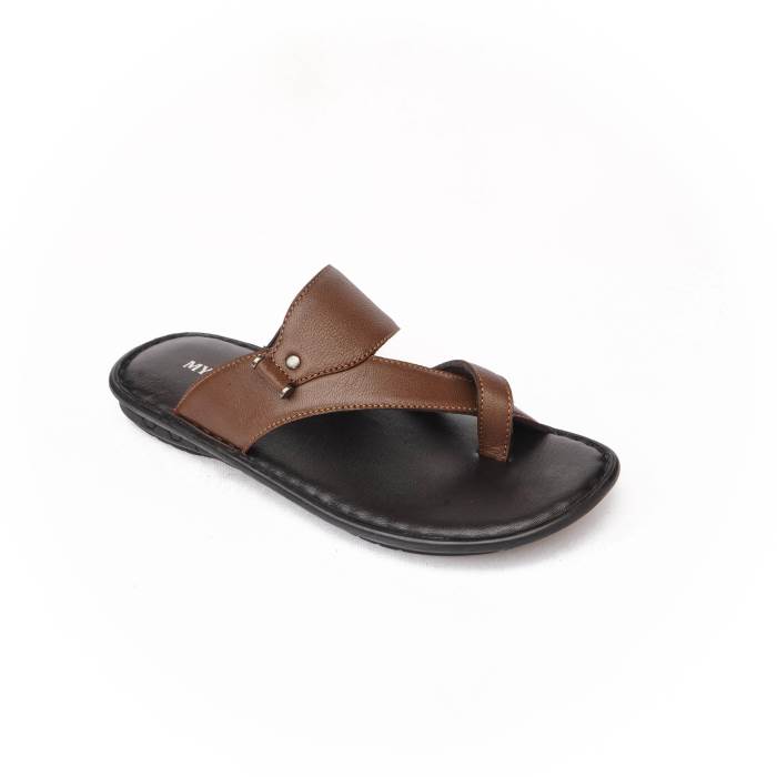 My Trendz Brand Mens Casual Soft Slipons Leather Chappal / Sandal 639 (Tan)