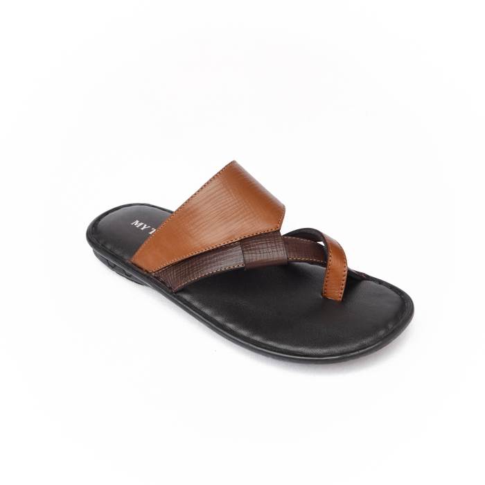 My Trendz Brand Mens Casual Soft Slipons Leather Chappal / Sandal 640 (Tan)