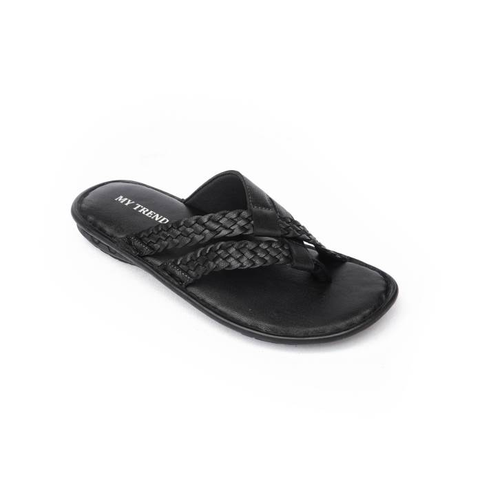 My Trendz Brand Mens Casual Soft Slipons Leather Chappal / Sandal 641 (Black)