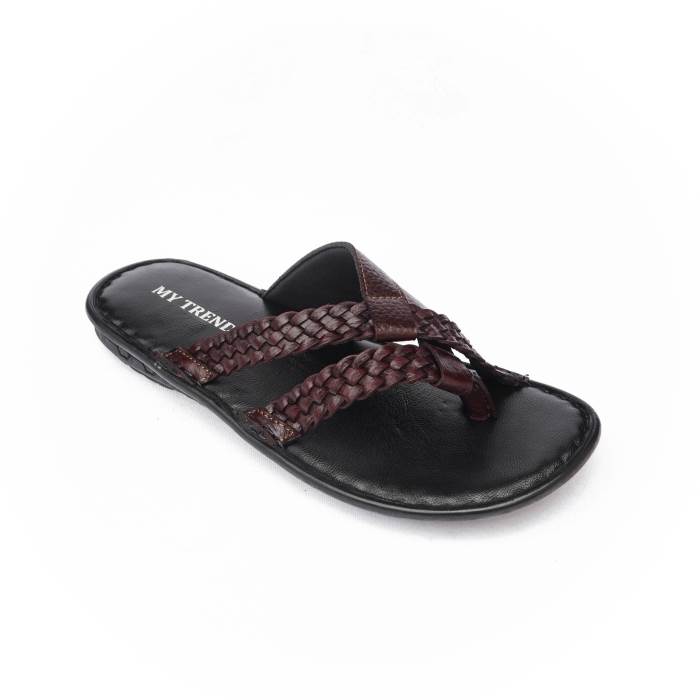 My Trendz Brand Mens Casual Soft Slipons Leather Chappal / Sandal 641 (Cherry)