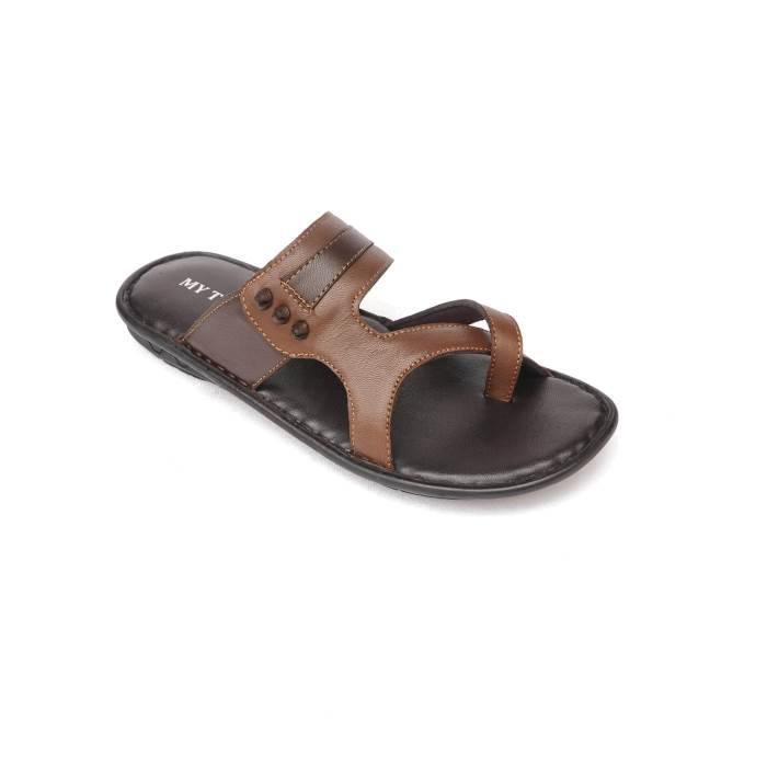 My Trendz Brand Mens Casual Soft Slipons Leather Chappal / Sandal 642 (Tan)