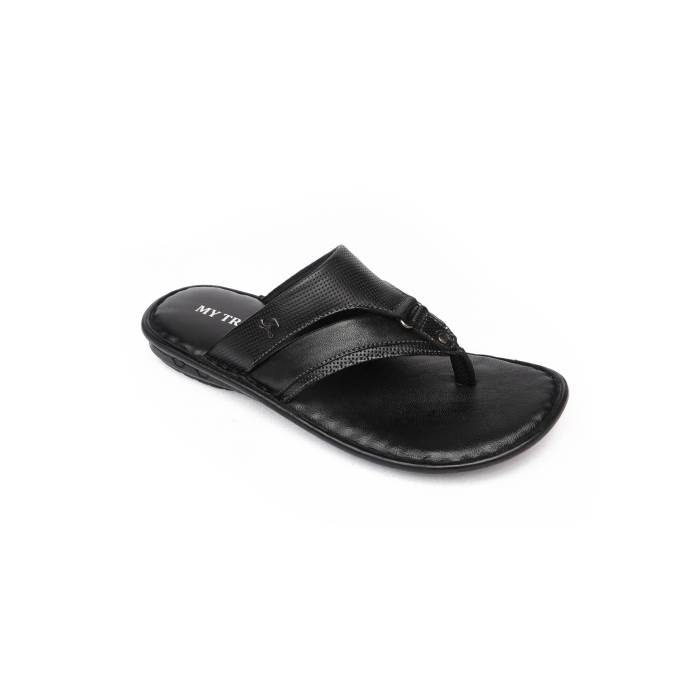 My Trendz Brand Mens Casual Soft Slipons Leather Chappal / Sandal 727 (Black)