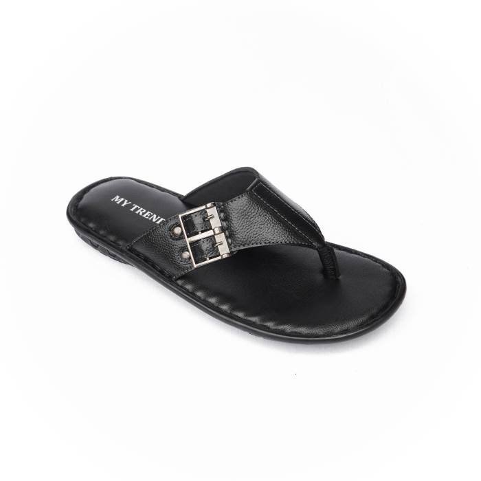 My Trendz Brand Mens Casual Soft Slipons Leather Chappal / Sandal 744 (Black)
