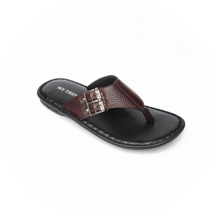 My Trendz Brand Mens Casual Soft Slipons Leather Chappal / Sandal 744 (Cherry)