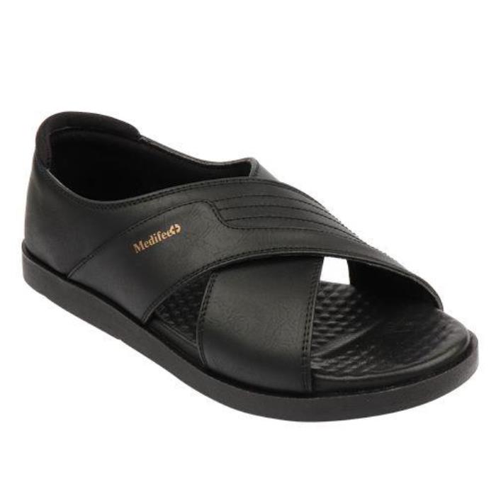 Medifeet Brand Mens MFS-08 Orhto & Diabetic Sandal Black