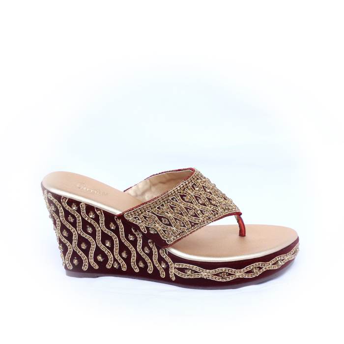 Carrie Brand Womens Wedding Wedges Slipons 6869 (Maroon)