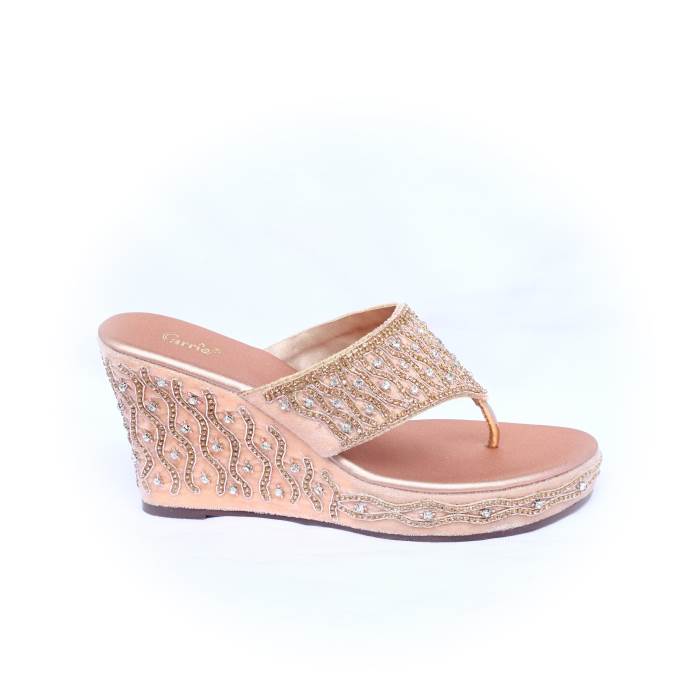 Carrie Brand Womens Wedding Wedges Slipons 6869 (Rose Gold)