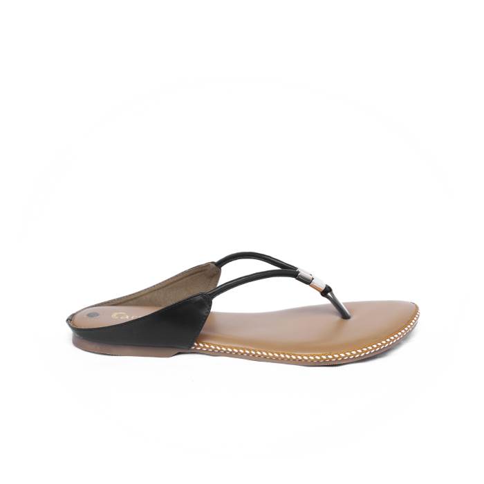 Carrie Brand Womens Ethnic Casual Flat Slipons Sandal K18040 (Black)