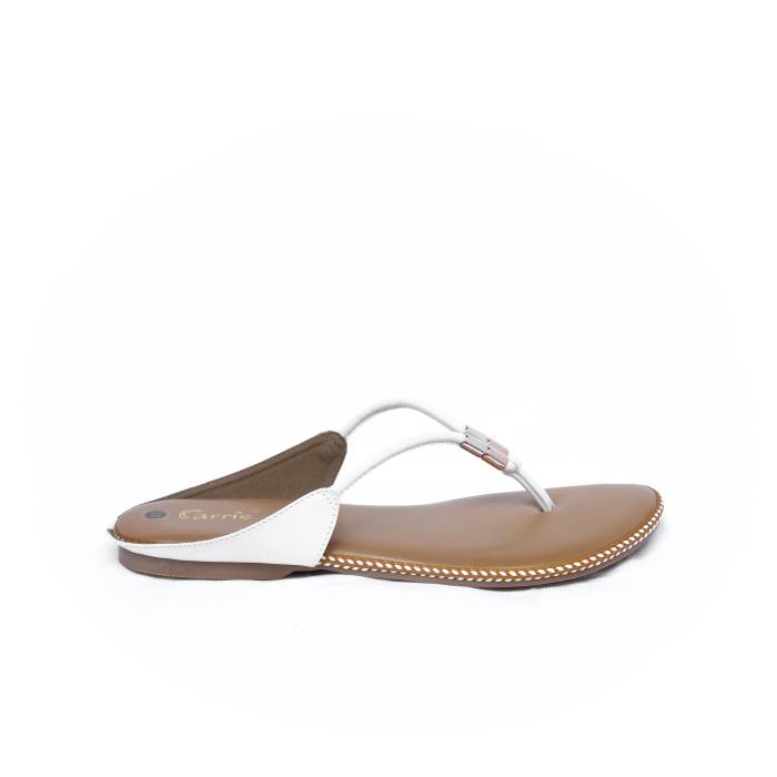 Carrie Brand Womens Ethnic Casual Flat Slipons Sandal K18040 (White)