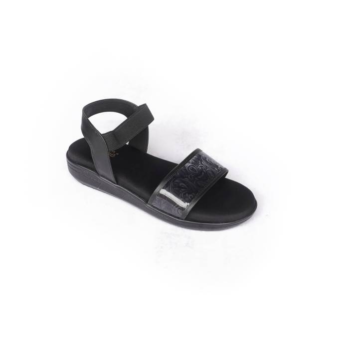 Carrie Brand Womens Casual Comfort Backstrap Sandals S77003 (Black)