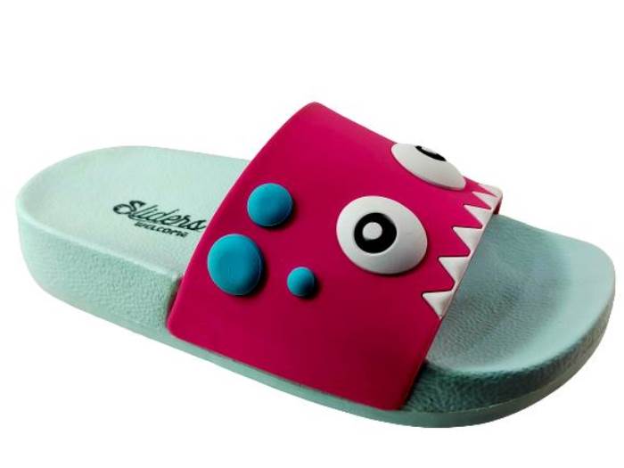 Welcome Brand Monster Sliders Comfertable Flip Flops Slide Slippers for Boys (Aqua)