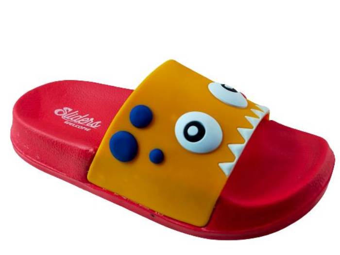Welcome Brand Monster Sliders Comfertable Flip Flops Slide Slippers for Boys (Red)