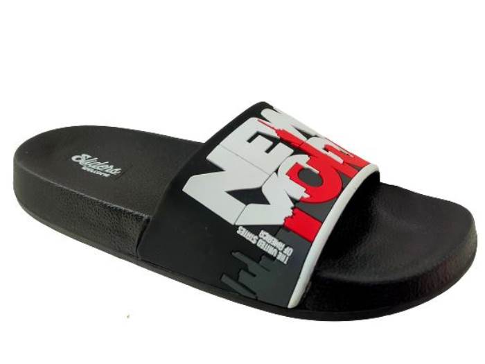 Welcome Brand New York Sliders Comfertable Flip Flops Slide Slippers for Boys (Black)