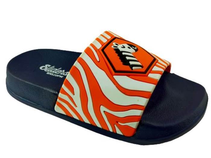 Welcome Brand Zebra Sliders Comfertable Flip Flops Slide Slippers for Boys (Navy)
