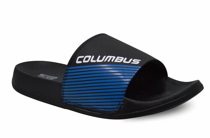 Columbus Brand Mens Stylish | Comfy | Super soft | Ultra-Light | Slides Flipflop Sandal SLD -005 (Black/R.blue)