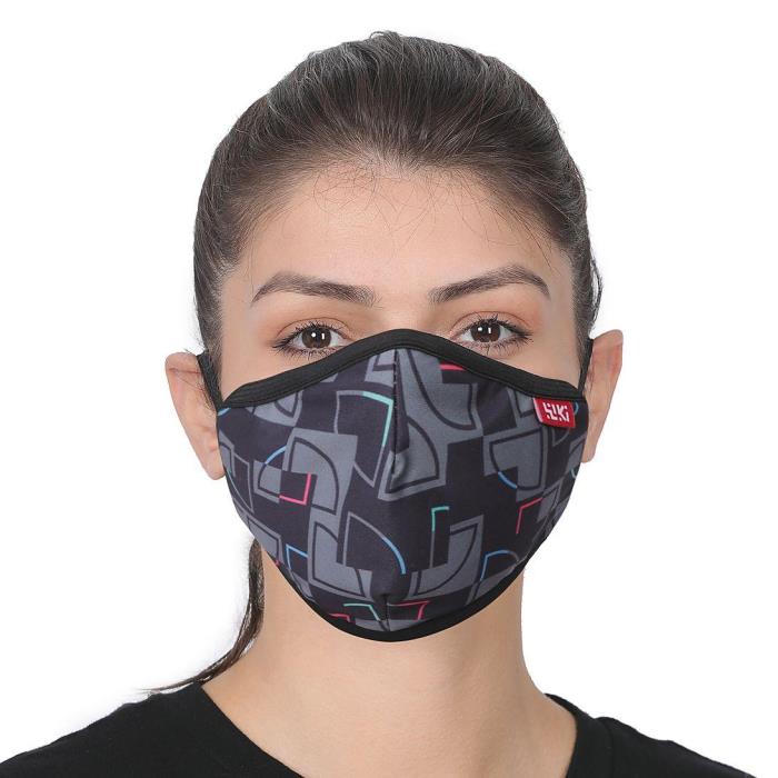Wiki Champ Womens Mask By Wild Craft Brand – Puzzle Black – Large