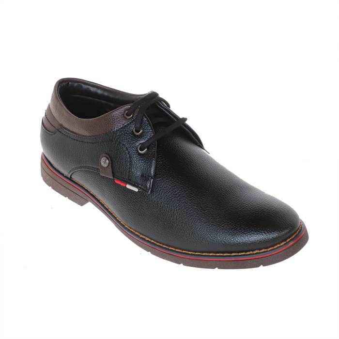 Try It Brand Mens Non Leather Laced Casual Shoes 7131 (Black)