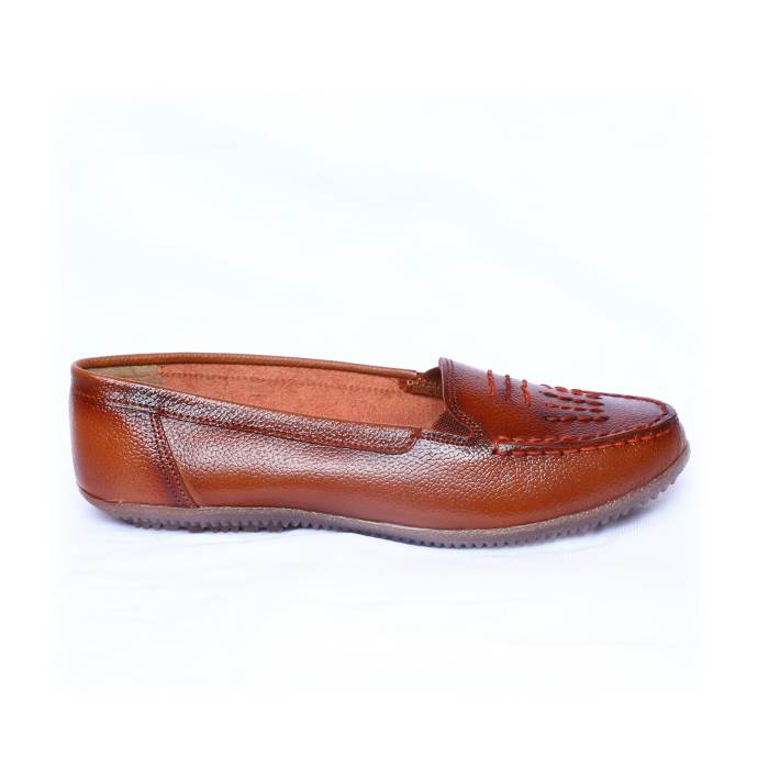 Green Cap Brand Womens Flat Slipons Leather Casual Ballerinas A77-68 (Tan)