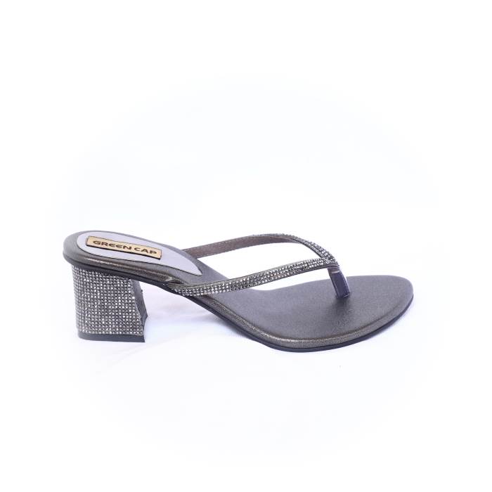 Green Cap Brand Womens Party Wedding Heel Slipons Sandal A95-22 (Grey)