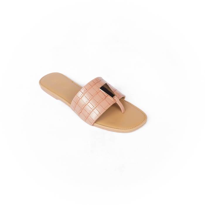 Green Cap Brand Womens Casual Flat Flipflop Slipons Sandal Slides H92-46 (Peach)
