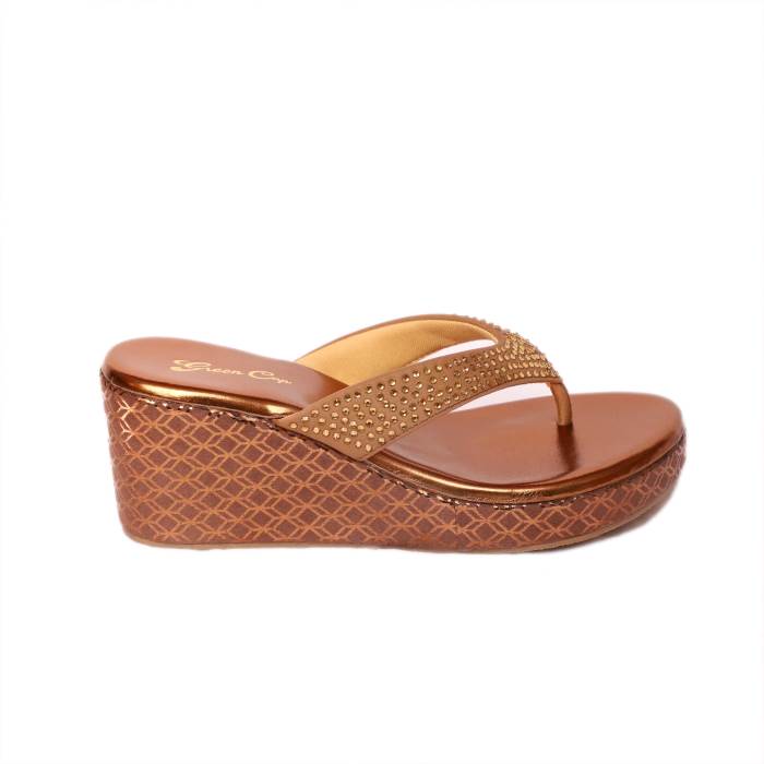 Green Cap Brand Womens Ethnic Casual Wedges Slipons Sandal M57-47 (Antic)