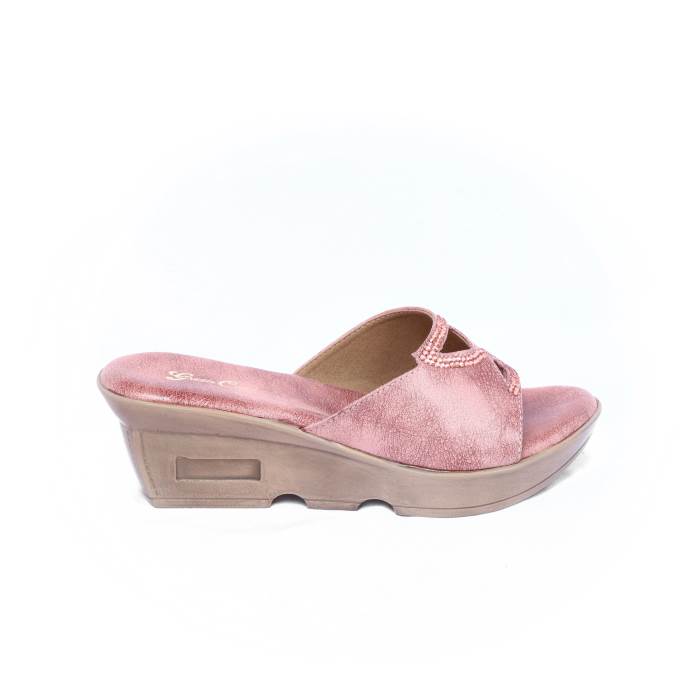 Green Cap Brand Womens Ethnic Casual Wedges Slipons Sandal M94-102 (Pich)