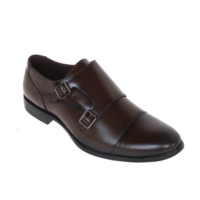 Walkers Brand Mens Velcro Double Monk Formal Casual Slipons Shoes 57312.N (Brown)