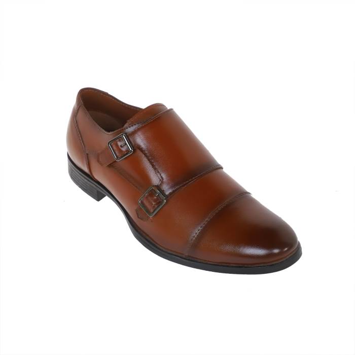 Walkers Brand Mens Velcro Double Monk Formal Casual Slipons Shoes 57312.N (Tan)
