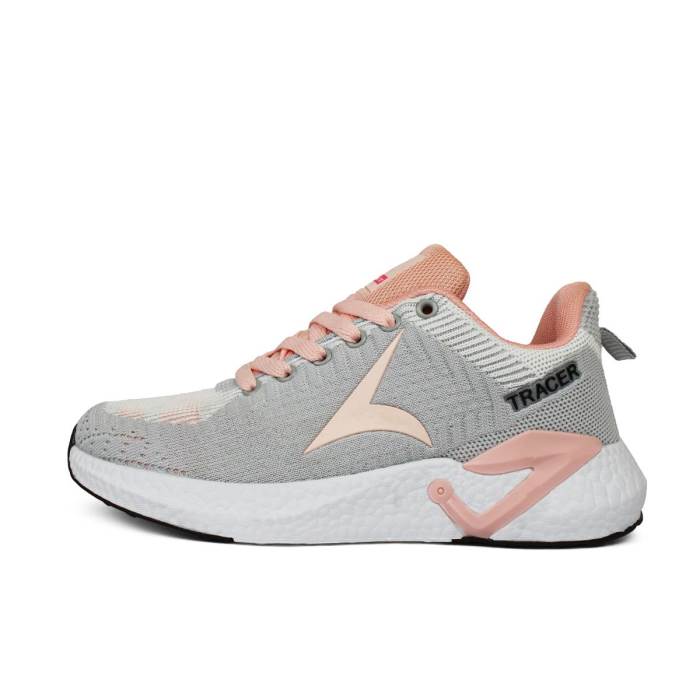 Tracer Brand Womens Running Sports Shoes Laced Euphoria-L-1800 (Grey/Peach)