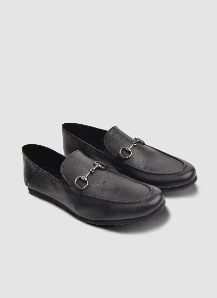 Language Brand Mens Original Casual Leather Slipons Loafers LM-1340 (Black)