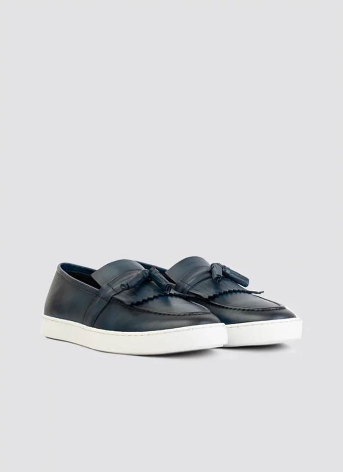 Language Brand Mens Casual Sneakers Kian Loafers Shoes LM1690 (Blue)