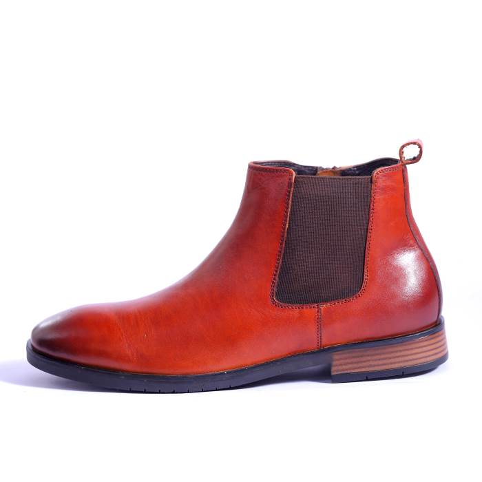 CHRIS BROAD MENS CASUAL LONG CHAIN BOOTS CHALSEA SHOES PC-1 (Black)