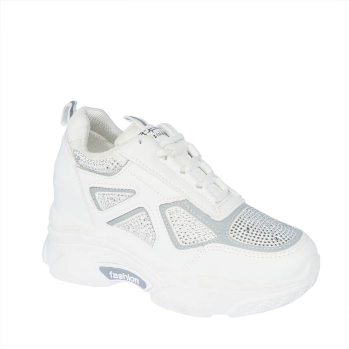 Rajashoes Brand Womens Casual Heel Laced Sports Shoes 8809 (White)