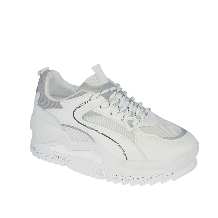 Rajashoes Brand Womens Casual Heel Laced Sports Shoes C1008 (White)