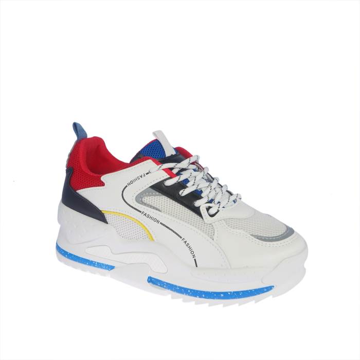 Rajashoes Brand Womens Casual Heel Laced Sports Shoes C1008 (White/Red)