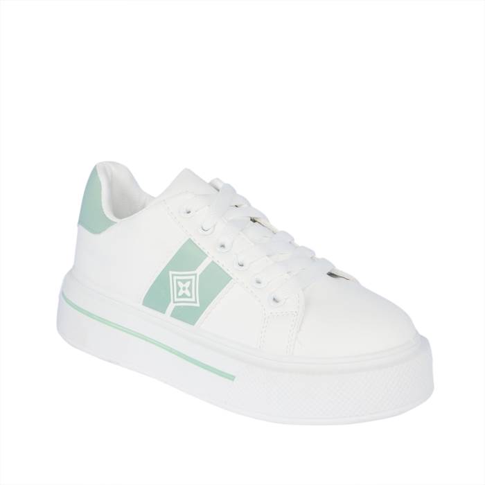 Carrie Brand Womens Casual Sneaker Sports Shoes C1019 (White/Green)