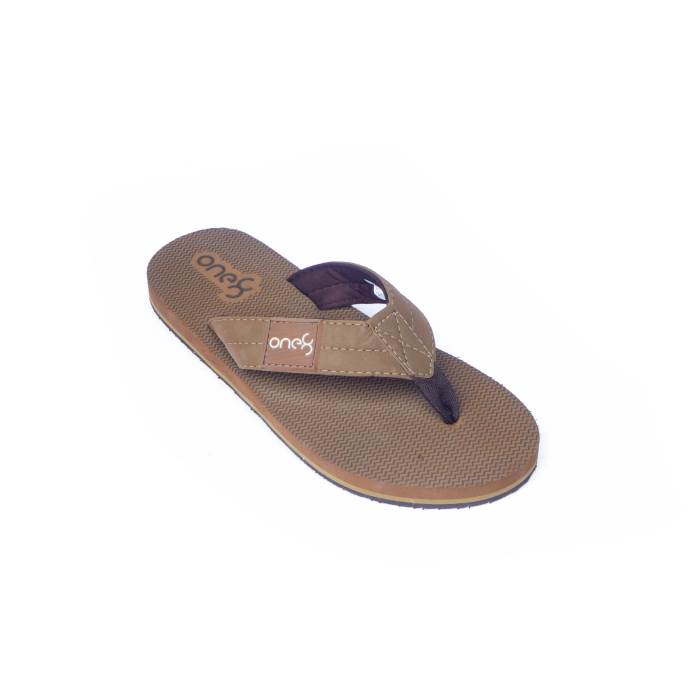 One 8 Brand Mens Original Casual V-Shape Soft Comfort Slipper / Flipflop / Sandal FM03-9108 (Tan)