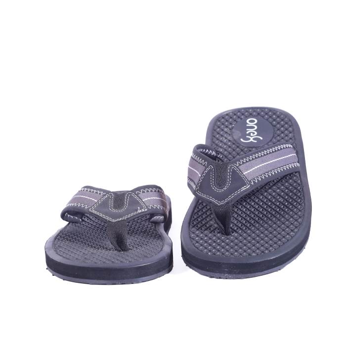 One 8 Brand Mens Original Casual V-Shape Soft Comfort Slipper / Flipflop / Sandal FM07-9102 (Black)