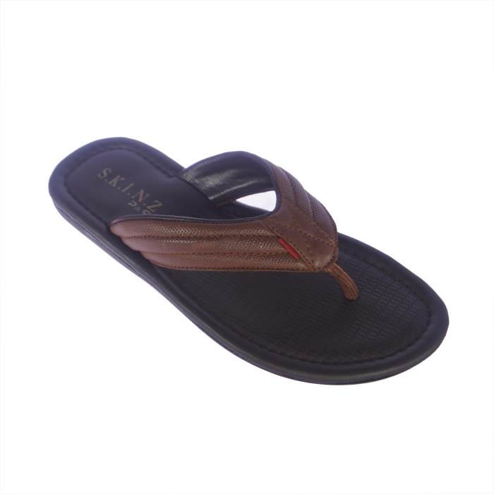 Skin Brand Mens Leather Casual Soft V-Shape Slipons Sandal / Chappal PS-02 (Tan)