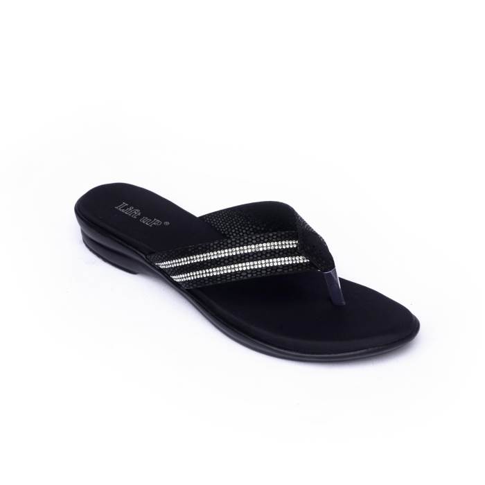 Lift Up By Sanlee Brand Womens Casual Flat Flipflop Slipons Sandal LCC2296 (Black)