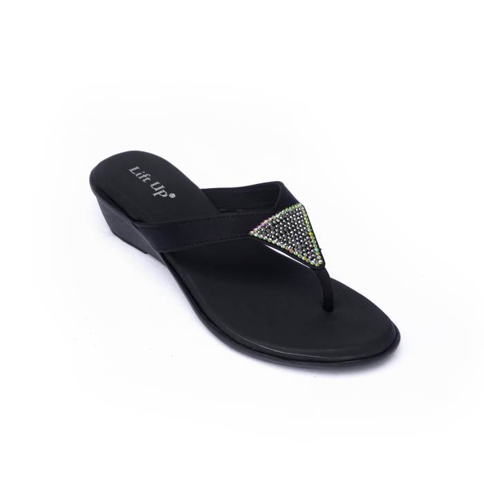 Lift Up By Sanlee Brand Womens Casual Flat Flipflop Slipons Sandal LCC2339 (Black)