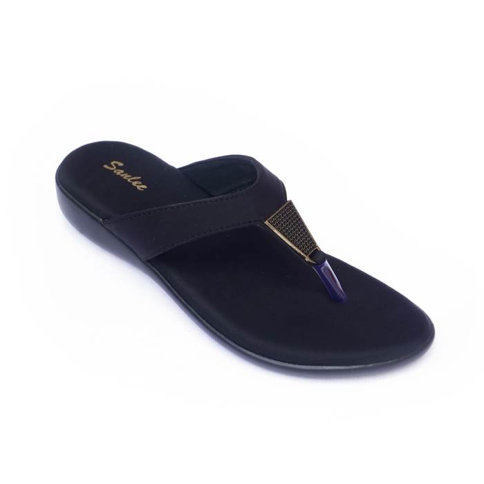 Sanlee Brand Womens Casual Flat Flipflop Slipons Sandal LCP2348 (Black)