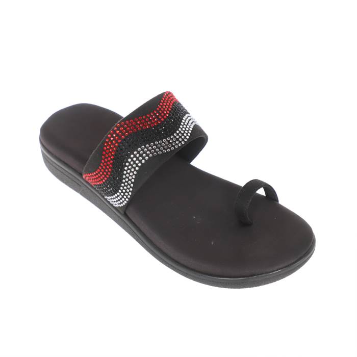 Sanlee Brand Womens Casual Slipons Partywear Medium Heel Sandal LCT2366 (Black)