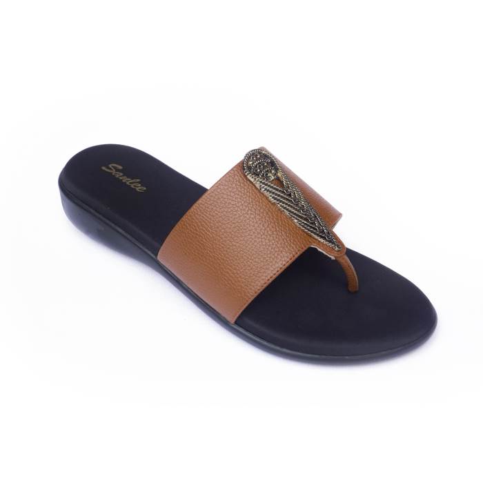 Sanlee Brand Womens Casual Flat Flipflop Slipons Sandal LCP2458 (Tan)