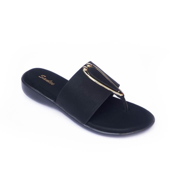 Sanlee Brand Womens Casual Flat Flipflop Slipons Sandal LCP2474 (Black)