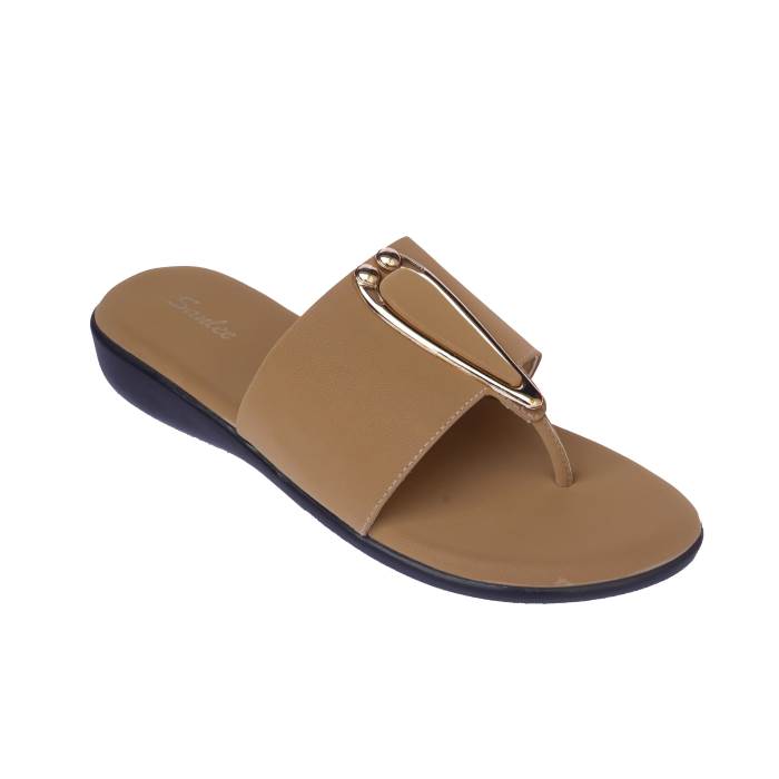 Sanlee Brand Womens Casual Flat Flipflop Slipons Sandal LCP2474 (Chikoo)