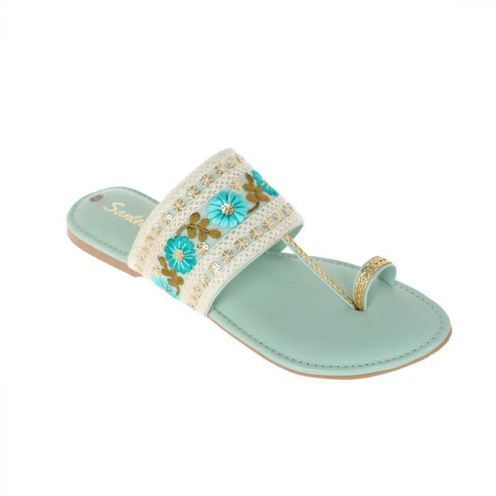 Sanlee Brand Womens Casual Flat Flipflop Slipons Sandal LCT0267 (Green)