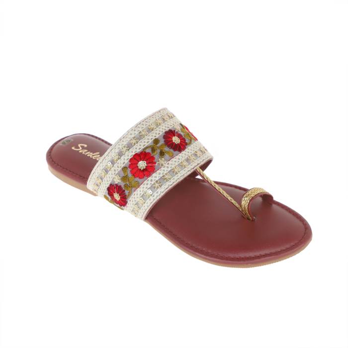 Sanlee Brand Womens Casual Flat Flipflop Slipons Sandal LCT0267 (Maroon)