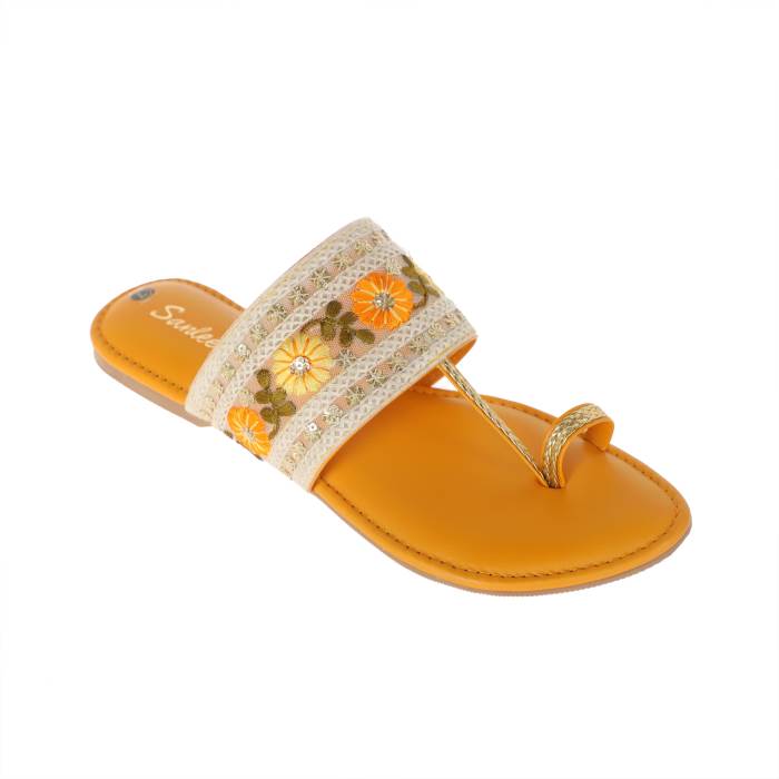 Sanlee Brand Womens Casual Flat Flipflop Slipons Sandal LCT0267 (Yellow)